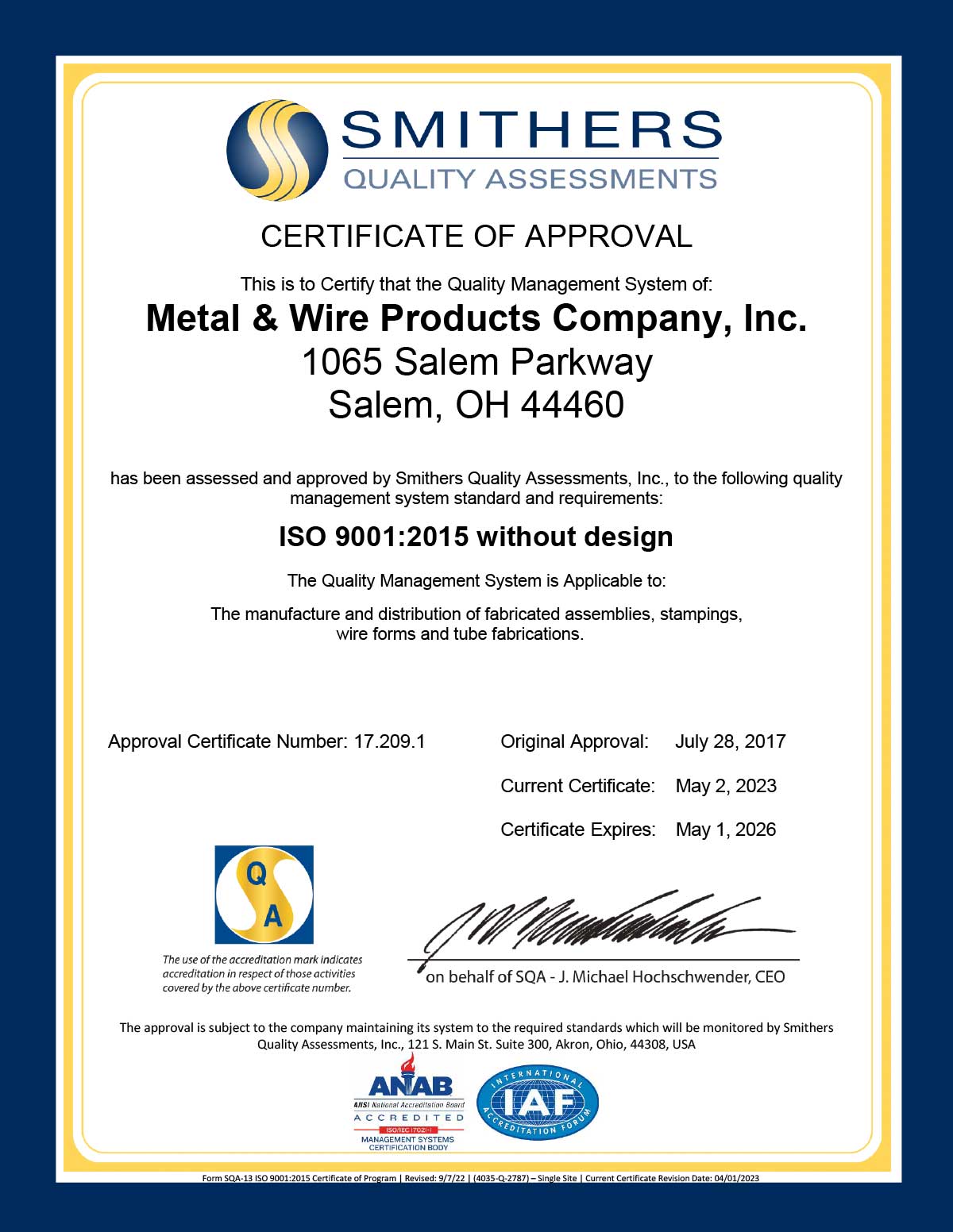 Smithers Quality management ISO 9001